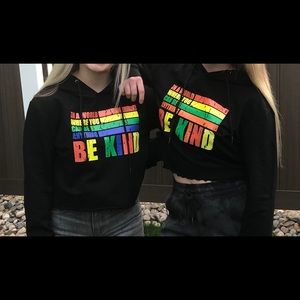 Be Kind black cropped hoodie new all sizes avail